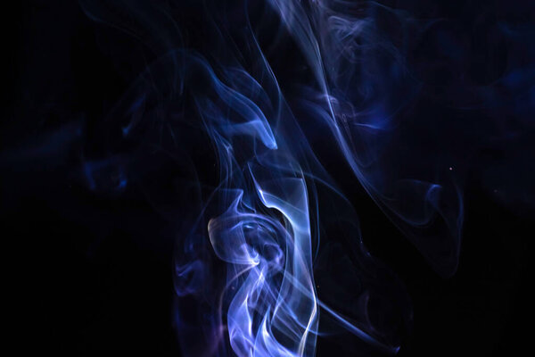 Blue smoke flow and movement abstract background