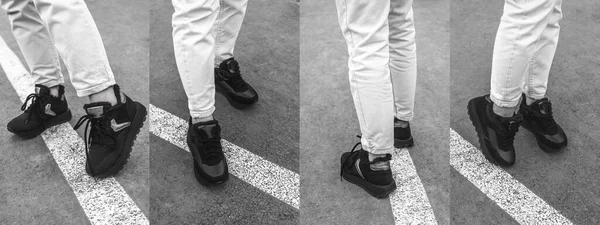 Зимові Спортивні Черевики Жіночих Ногах Набір Теплих Зимових Взуття Взуття — стокове фото