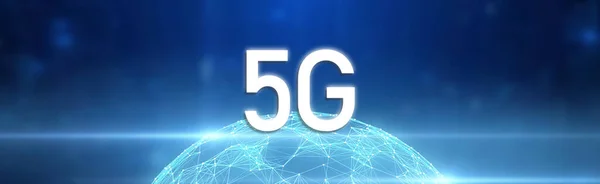 5G网络 未来高速移动互联网的概念 无线系统的未来 全球技术 企业横幅 — 图库照片