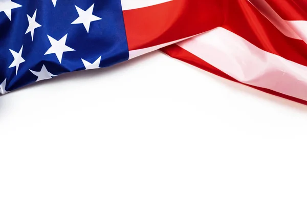 Bandera Estados Unidos Sobre Fondo Blanco Vista Superior Espacio Copia —  Fotos de Stock