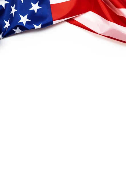 Bandera Estados Unidos Sobre Fondo Blanco Vista Superior Foto Espacio —  Fotos de Stock