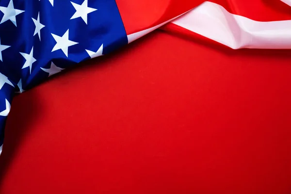 Amerikai Egyesült Államok Zászlója Nemzeti Zászló Piros Háttér Felső Nézet — Stock Fotó