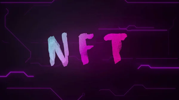 Nft Non Fungible Token Футуристическая Иллюстрация Цифровой Криптографический Криптографический Красочный — стоковое фото