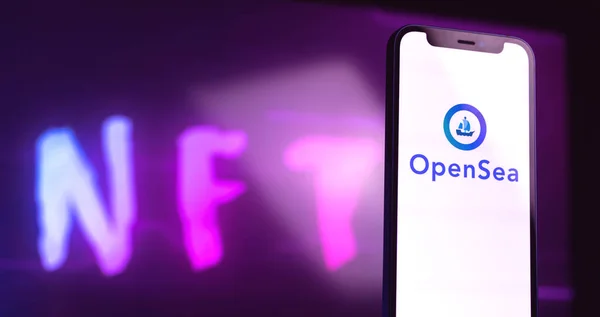 Харків Україна Грудня 2021 Ринок Opensea Nft Продажів Зачистка Logo Стокове Зображення