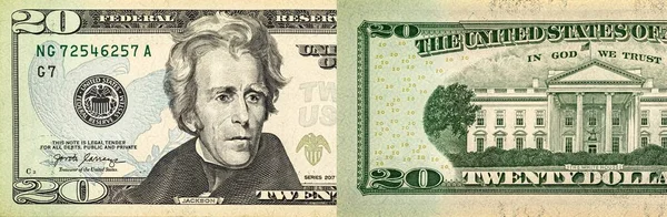 Banconota Dollari Sfondo Due Lati Striscione Stati Uniti Denaro Contanti — Foto Stock