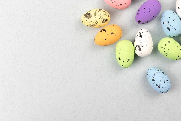 Colorful Easter Eggs Flat Background Spring Holiday Design Greeting Concept — Photo