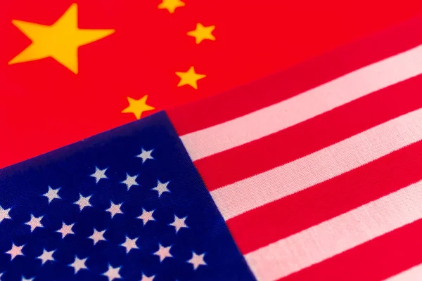 Usa China Conflict Concept Flags United States America China Economy — Stock Photo, Image