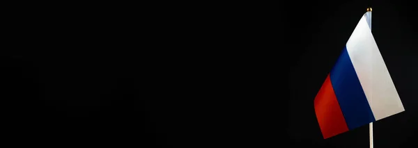 Российский Флаг Черном Фоне Скопировать Космическое Фото — стоковое фото