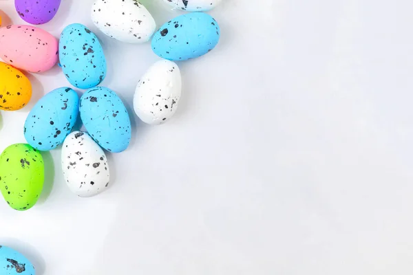 Coloré Pâques Oeufs Bordure Design Happy Easter Salutations Concept Fond — Photo