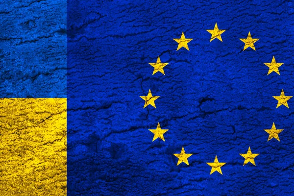 Unión Europea Ucrania Son Banderas Fondo Oren Por Ucrania Detengan — Foto de Stock