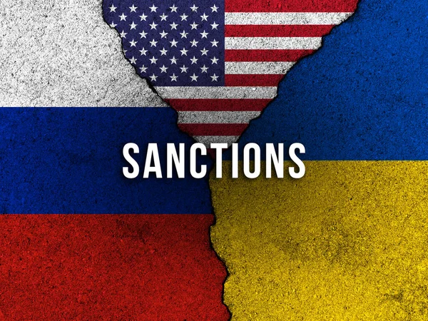Usa Sanktionerar Ryssland Blodiga Brott Mot Civila Ukraina Begreppet Bakgrund — Stockfoto