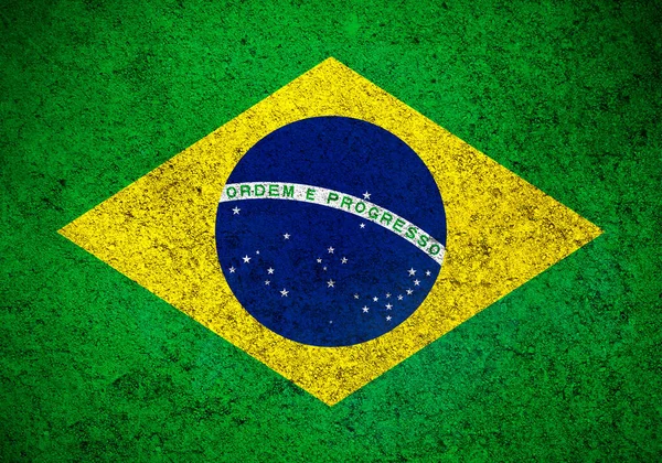 Бразильський Прапор Зображення Текстури Гранджу Національний Прапор Країни Намальований Бетонній — стокове фото