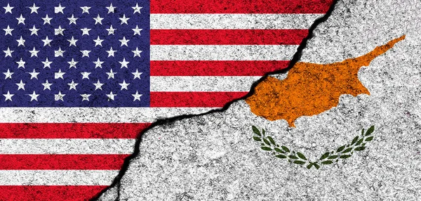 Usa Ciprus Egyesült Államok Ciprus Zászlói Partnerség Kapcsolatok Konfliktus Koncepció — Stock Fotó