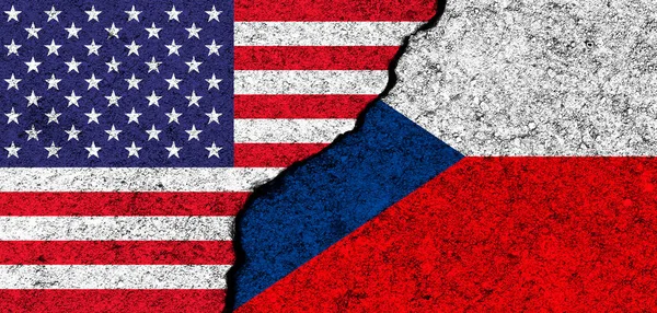 Сша Чехія Прапори Сполучених Штатів Чеської Республіки Партнерство Відносини Концепція — стокове фото