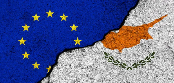 Banderas Unión Europea Chipre Relaciones Asociación Diplomacia Concepto Conflicto Libertad —  Fotos de Stock
