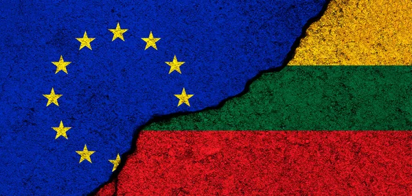 Σημαίες Ευρωπαϊκής Ένωσης Και Λιθουανίας Σχέσεις Συνεργασία Και Διπλωματία Έννοια — Φωτογραφία Αρχείου