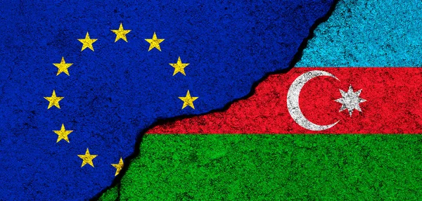 Європейський Союз Азербайджанські Прапори Відносини Партнерство Дипломатія Конфлікт Концепція Свободи — стокове фото