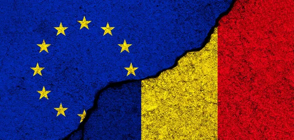 Σημαία Ευρωπαϊκής Ένωσης Και Ρουμανίας Σχέσεις Συνεργασία Και Διπλωματία Έννοια — Φωτογραφία Αρχείου