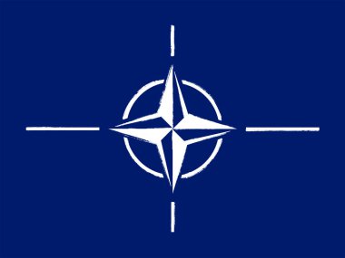 NATO bayrağı. Fırça darbeleri boyalı ulusal simge arkaplan resimleme