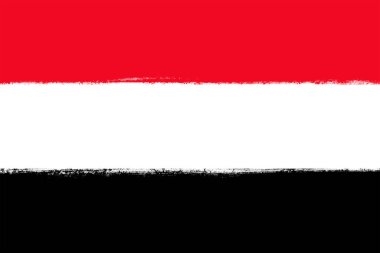 Yemen bayrağı. Fırça darbeleri boyalı ulusal simge arkaplan resimleme