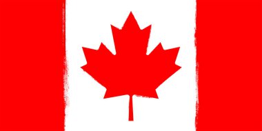 Kanada bayrağı. Fırça darbeleri boyalı ulusal simge arkaplan resimleme