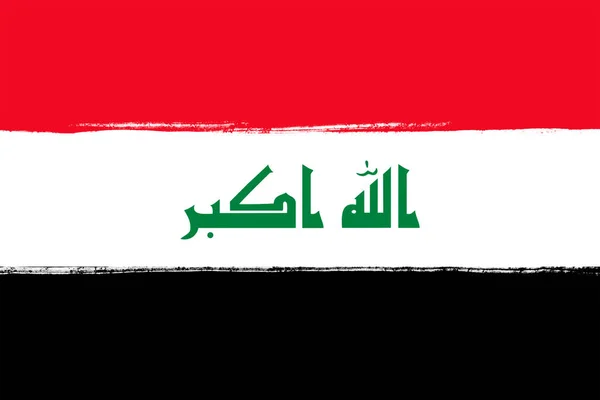 イラクの国旗 ブラシストローク塗装国のシンボル背景イラスト画像 — ストック写真