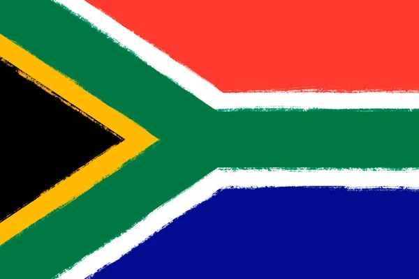 Sydafrikas Flagga Pensla Stroke Målade Nationella Symbol Bakgrund Illustration Bild — Stockfoto