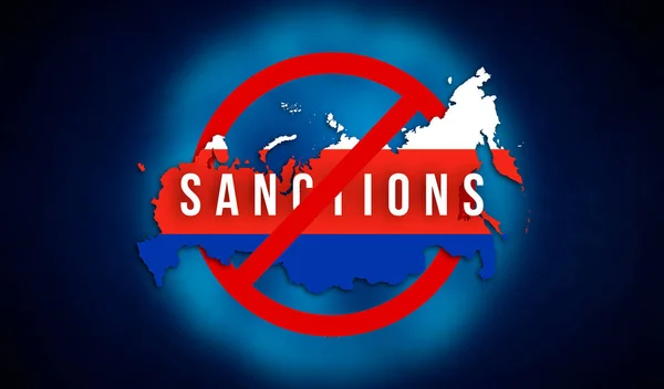 Ryssland Siluett Med Block Symbol Sanktioner Mot Rysk Aggression Illustration — Stockfoto