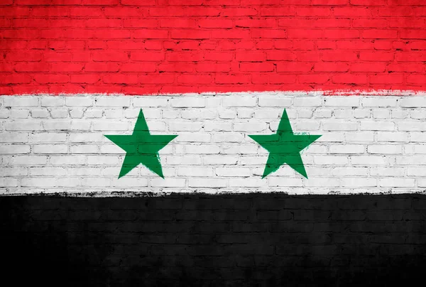 Syria Flag Painted Brick Wall National Country Flag Background — Stock Photo, Image