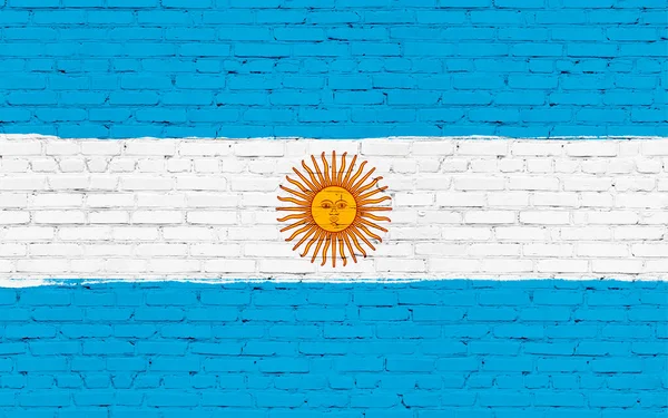 Bandera Argentina Pintada Sobre Pared Ladrillo Fondo Bandera Nacional —  Fotos de Stock