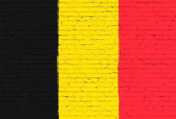 Bandera Bélgica Pintada Sobre Pared Ladrillo Fondo Bandera Nacional — Foto de Stock