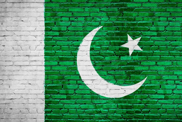 Пакистанський Прапор Намальований Цегляній Стіні Національний Прапор Країни — стокове фото