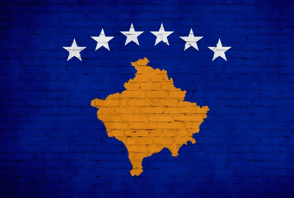 Republic Kosovo Flag Painted Brick Wall National Country Flag Background — ストック写真