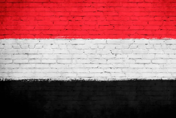 Yemen Flag Painted Brick Wall National Country Flag Background — Stock Photo, Image