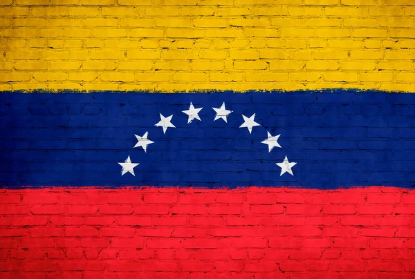 Venezuelaflaggan Målad Tegelvägg Nationell Flaggbakgrund — Stockfoto