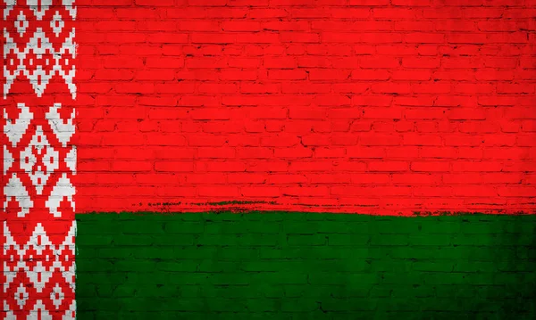 Білоруський Прапор Намальований Цегляній Стіні Національний Прапор Країни — стокове фото