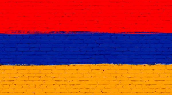 Bandeira Armênia Pintada Parede Tijolos País Nacional Bandeira Fundo — Fotografia de Stock