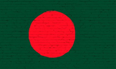 Bangladeş bayrağı tuğla duvara boyanmış. Ulusal ülke bayrağı geçmişi 