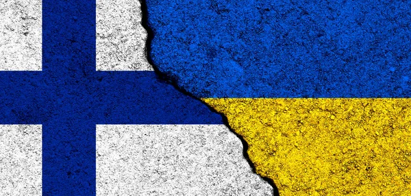 Banderas Ucrania Finland Apoyo Ayuda Armas Equipo Militar Asociación Diplomacia — Foto de Stock
