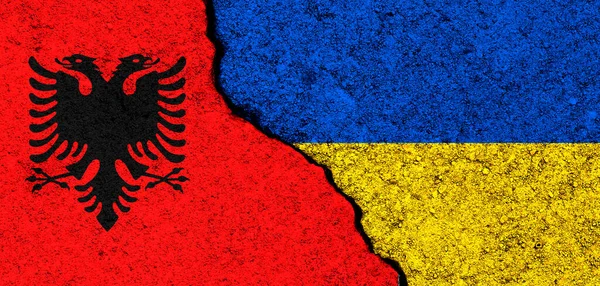 Ukraine Albania Flags Support Help Weapons Military Equipment Partnership Diplomacy — ストック写真