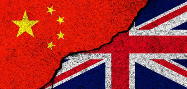 Китай Великобритания Фон Флагов Концепция Политики Экономики Культуры Конфликтов Войны — стоковое фото