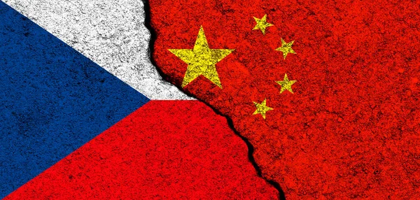 Κίνα Και Τσεχική Δημοκρατία Σημαίες Φόντο Έννοια Της Πολιτικής Της — Φωτογραφία Αρχείου