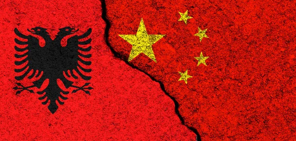 Cina Albany Sfondo Delle Bandiere Concetto Politica Economia Cultura Conflitti — Foto Stock