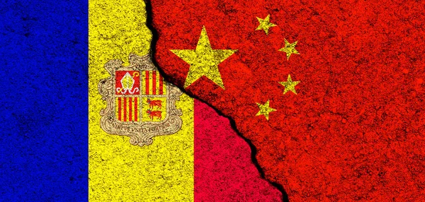 Chine Andorre Drapeaux Arrière Plan Concept Politique Économie Culture Conflits — Photo