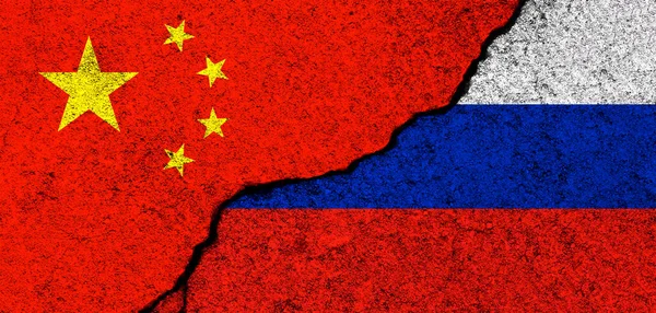 Κίνα Και Ρωσία Σημαίες Φόντο Έννοια Της Πολιτικής Της Οικονομίας — Φωτογραφία Αρχείου