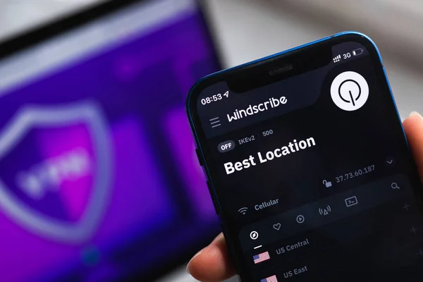 Spb Ryssland April 2022 Slå Windscibe Vpn App Ikonen Närbild — Stockfoto