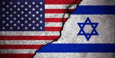 İsrail ve ABD 'nin bayrakları. Siyasi ve ekonomik işbirliği kavramı 