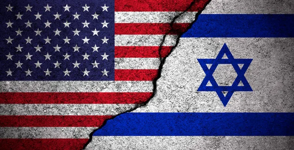 Die Flaggen Israels Und Der Usa Wehen Hintergrund Konzept Der — Stockfoto