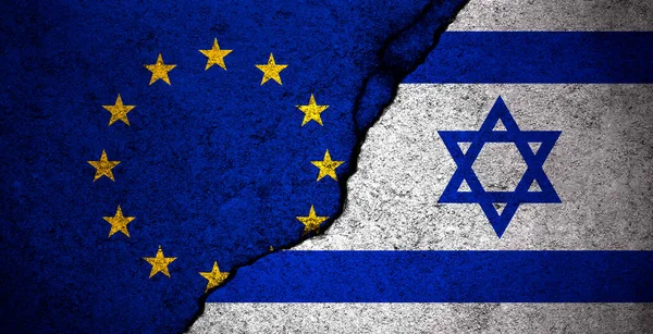 Israel Europa Banderas Unión Antecedentes Concepto Cooperación Política Económica — Foto de Stock