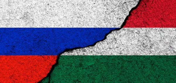 Russia Hungary Flags Background Diplomacy Political Conflict Competition Partnership Cooperation — стокове фото